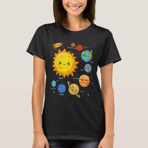 Solar System Sun Planets Rocket Space Galaxy Kids T-Shirt