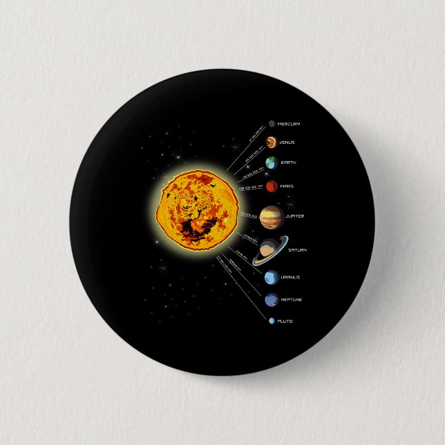 Solar System T Shirt Sun  6 Cm Round Badge (Front)