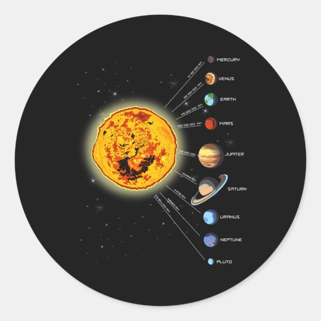 Solar System T Shirt Sun  Classic Round Sticker (Front)
