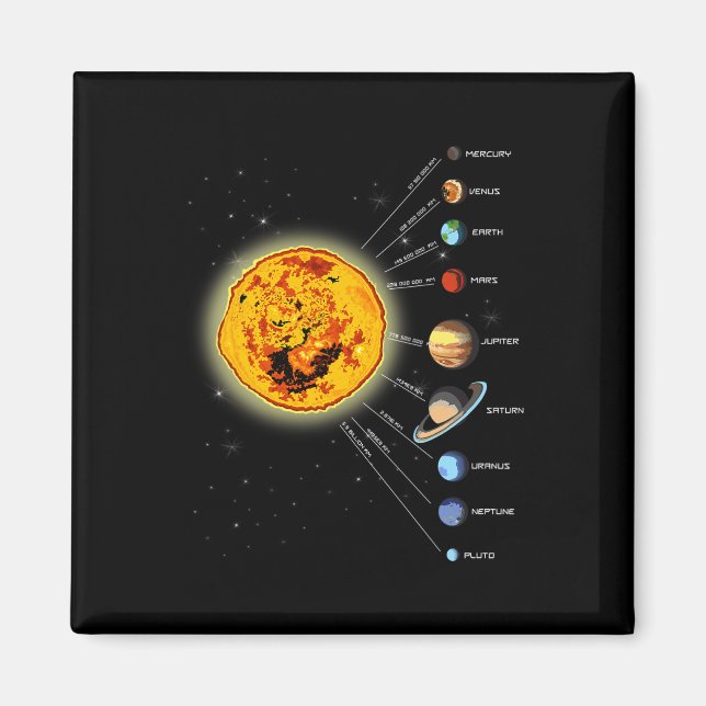 Solar System T Shirt Sun  Magnet (Front)