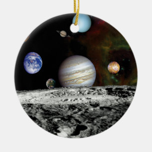 Solar System Voyager Images Montage Space Photos Ceramic Tree Decoration