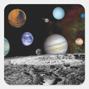 Solar System Voyager Images Montage Space Photos Square Sticker