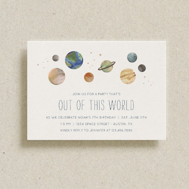 Solar System Watercolor Party Invitation (Creator Uploaded)