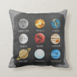 Solar System Watercolor Pillow