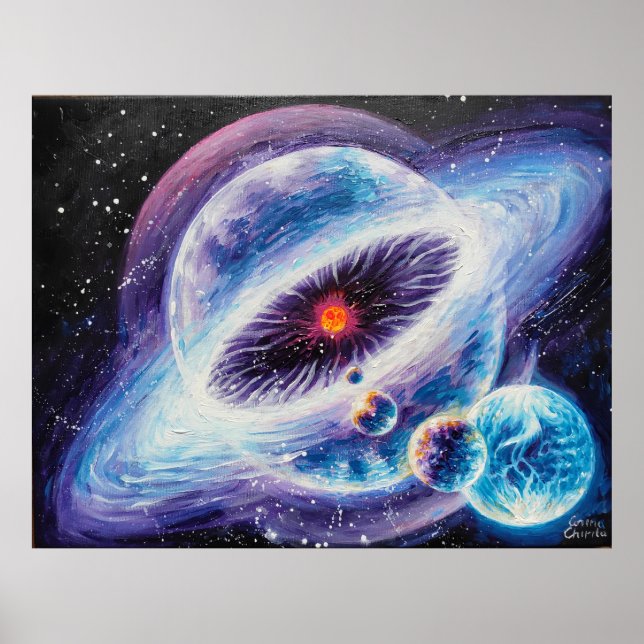 Solar system with heliosphere poster (Front)