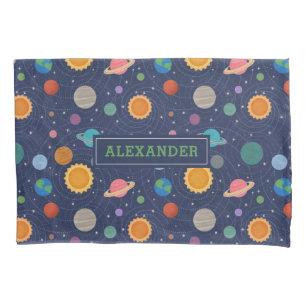 Solar System with Sun and Planets Personalised Pillowcase