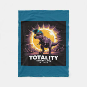 Solar Totality August 12 Dinosaur Illustration Fleece Blanket
