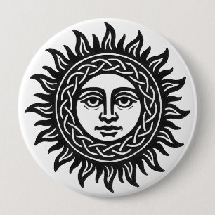 Solar Visage Sigil – Black Sun Emblem 10 Cm Round Badge