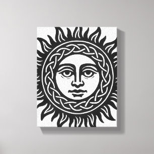 Solar Visage Sigil – Black Sun Emblem Canvas Print