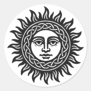 Solar Visage Sigil – Black Sun Emblem Classic Round Sticker