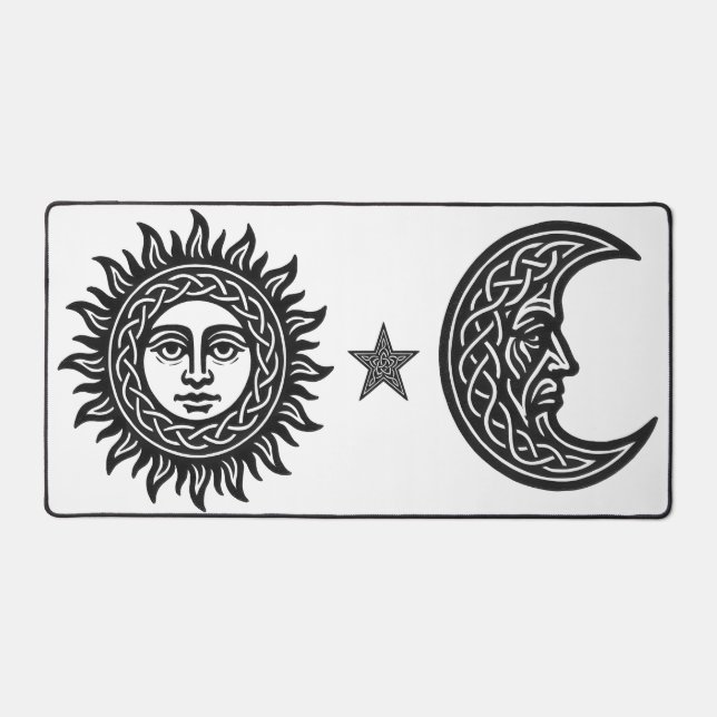 Solar Visage Sigil – Black Sun Emblem Desk Mat (Front)