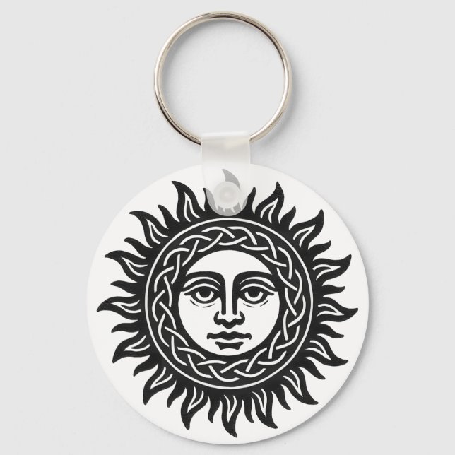Solar Visage Sigil – Black Sun Emblem Key Ring (Front)