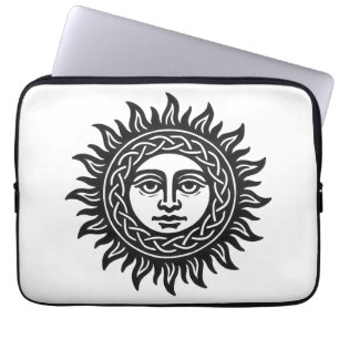 Solar Visage Sigil – Black Sun Emblem Laptop Sleeve