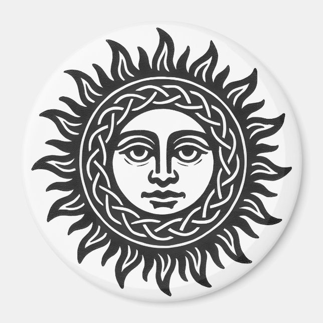 Solar Visage Sigil – Black Sun Emblem Magnet (Front)