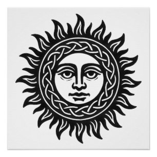 Solar Visage Sigil – Black Sun Emblem Poster