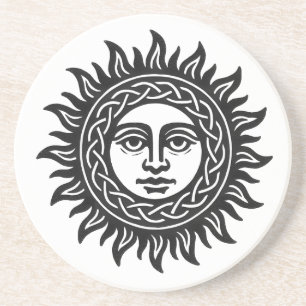 Solar Visage Sigil – Black Sun Emblem Tee Coaster