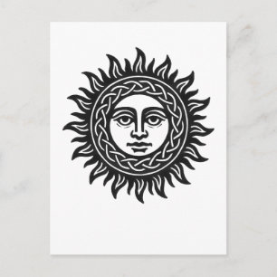 Solar Visage Sigil – Black Sun Emblem Tee Postcard