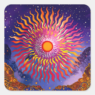“Solar Whispers in the Sky” The Sun Square Sticker