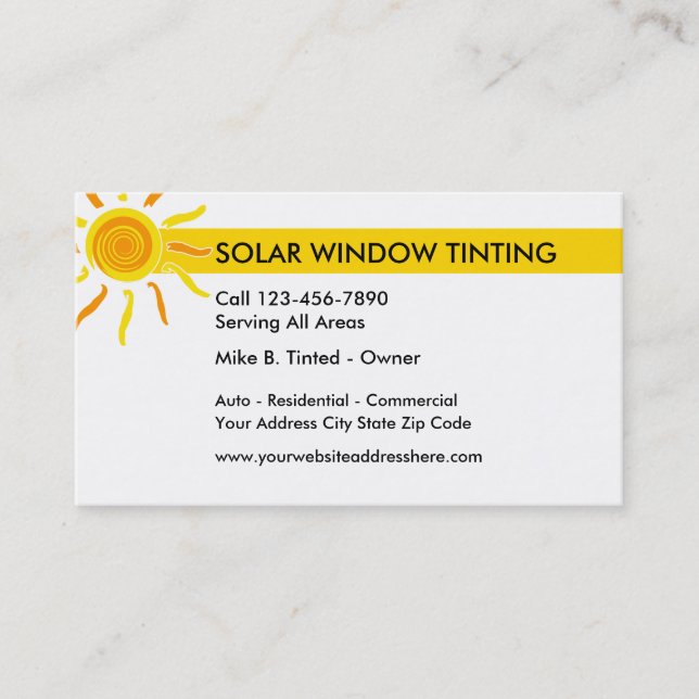 Solar Windows And Tinting Business Card (Front)