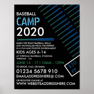 Solarised Baseball Bat, Baseball Camp Advertising Poster