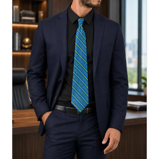 Solazure Royal Blue and Yellow Patterned Tie
