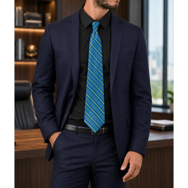 Solazure Royal Blue and Yellow Patterned Tie (Creator Uploaded)