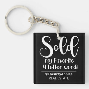 sold my favorite 4 letter word real estate agent t key ring