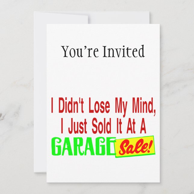 Sold My Mind At Garage Sale Invitation (Front)