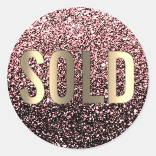 Sold Out Bordeaux Sepia Metallic Real Estate Agent Classic Round Sticker