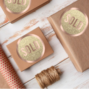 Sold Out Glitter Rose Gold Real Estate Agent Metal Classic Round Sticker