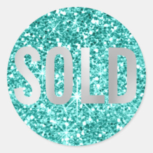Sold Out Glitter Silver Grey  Real Estate Agent Classic Round Sticker