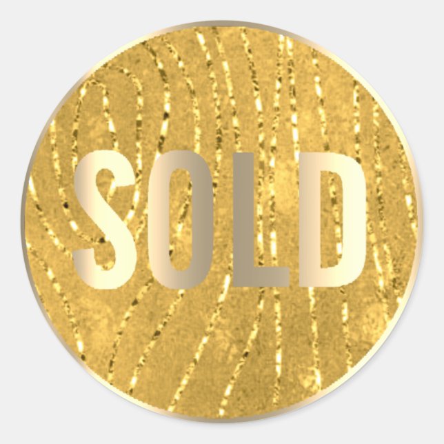 Sold Out Mustard Zebra Gold Metal Estate Agent Classic Round Sticker (Front)