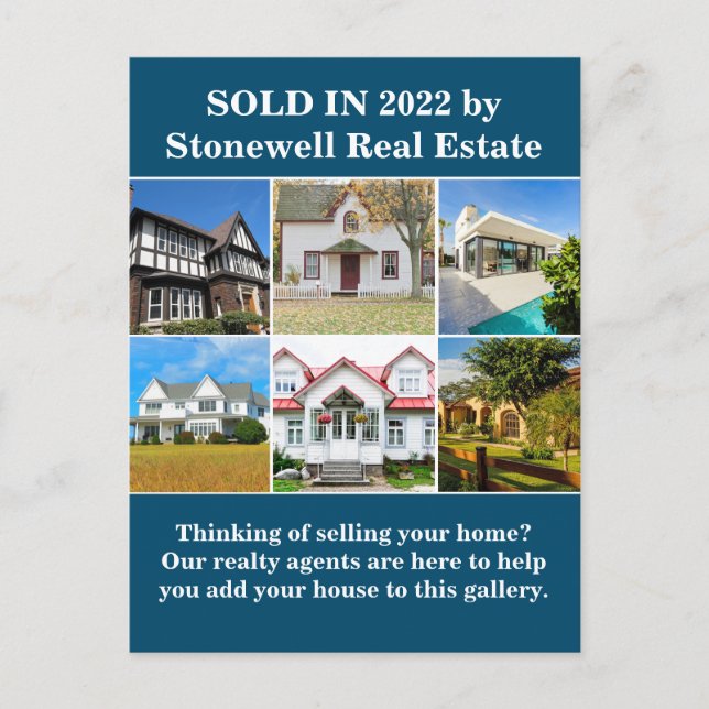 Sold Real Estate Company House Photo Marketing Postcard (Front)