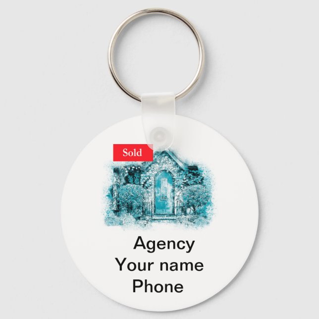 Sold Real Estate Promote Your Business Key Ring (Front)