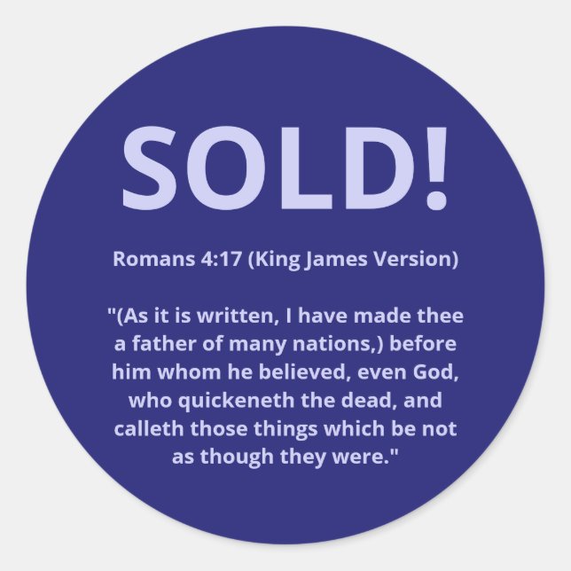 Sold! Scripture Quote with Lavender Text  Classic Round Sticker (Front)