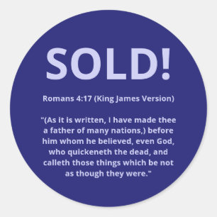 Sold! Scripture Quote with Lavender Text  Classic Round Sticker
