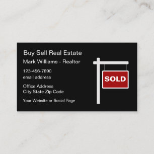Sold Sign Real Estate Business Cards