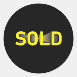 sold sign yellow black classic round sticker