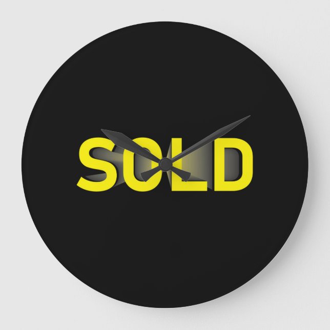 sold sign yellow black large clock (Front)