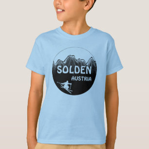 Solden Austria blue boys ski art tee