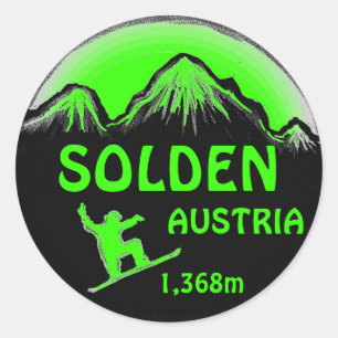 Solden Austria green snowboard art stickers