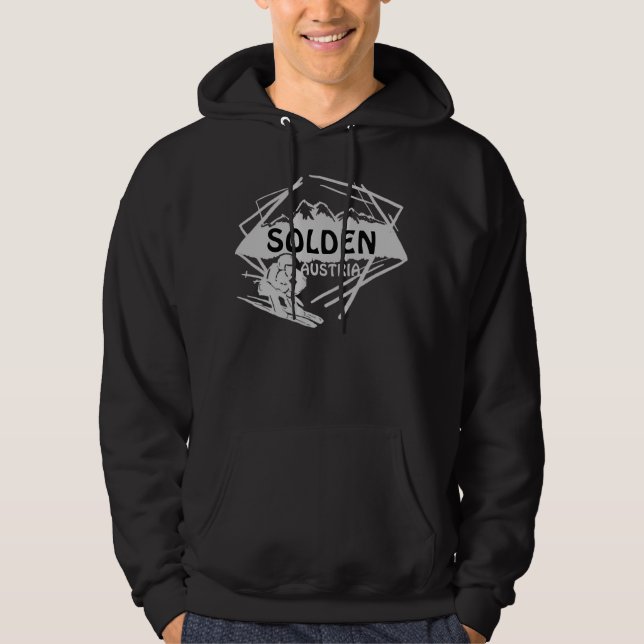 Solden Austria guys black ski art hoodie (Front)