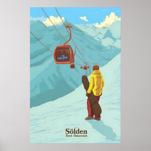 Solden Snowboarding Travel Poster