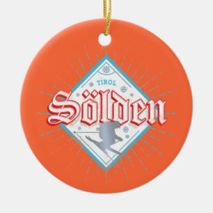 Solden Tirol Retro Skier Vintage Ski Holiday Ceramic Tree Decoration