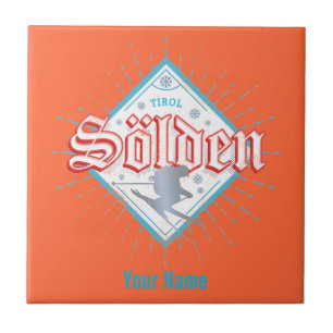 Solden Tirol Retro Skier Vintage Ski Holiday Tile