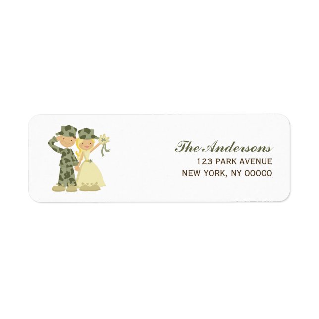 Soldier and Bride Wedding Address Return Labels (Front)