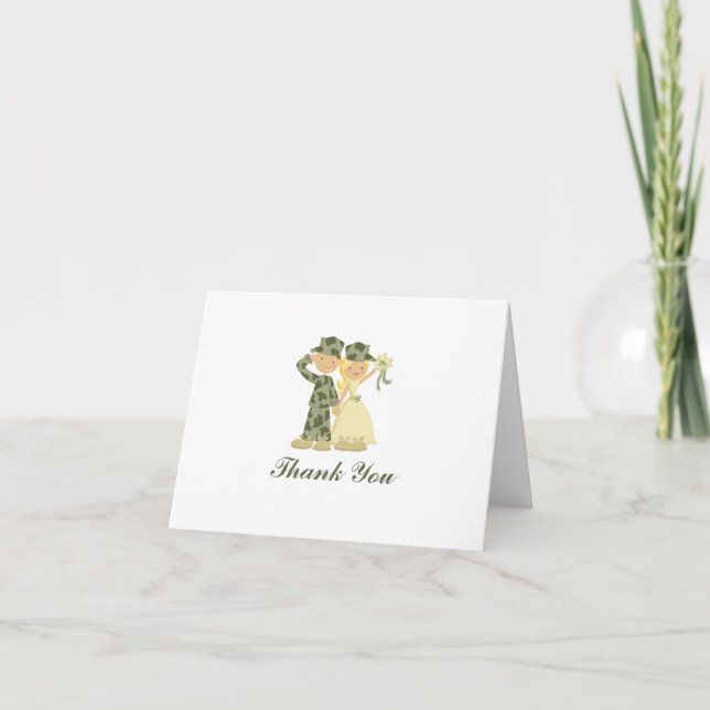 Soldier and Bride Wedding Folded Thank You Notes (Front)