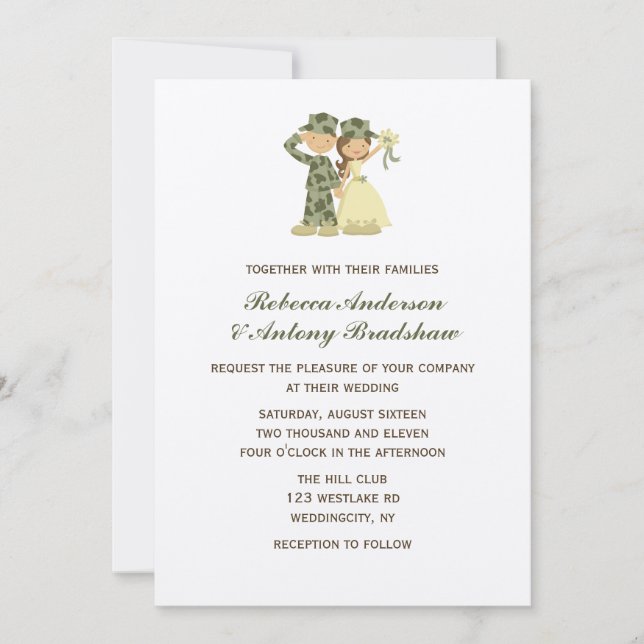 Soldier and Bride Wedding Invitations (Front)