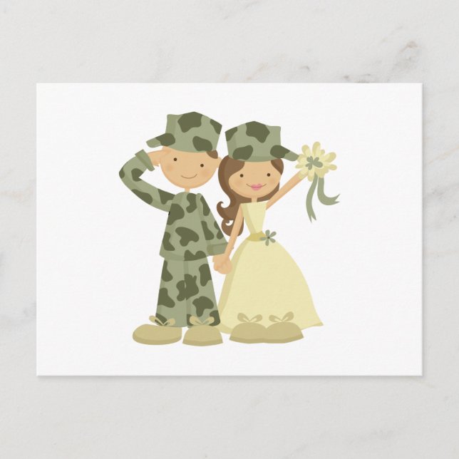 Soldier and Bride Wedding Response Cards (Front)