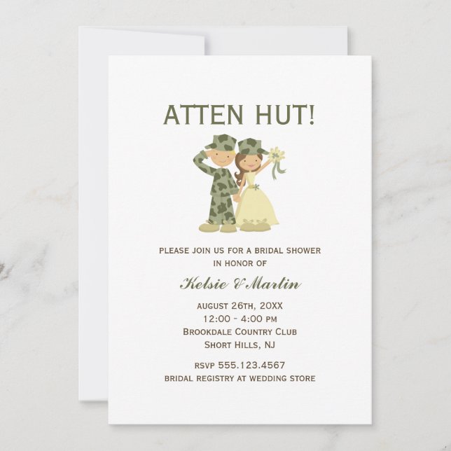 Soldier and Bride Wedding Shower Invitations (Front)